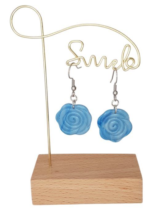Boucles fleurs bleu 