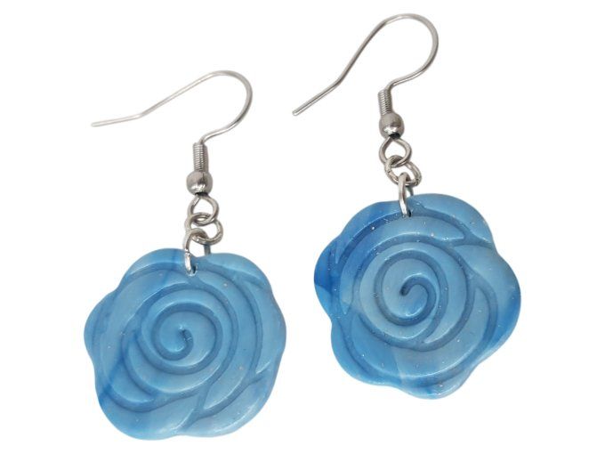 Boucles fleurs bleu 